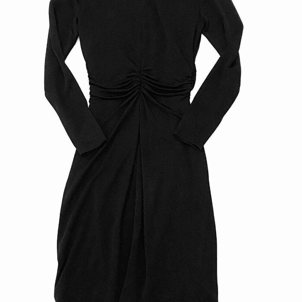 David Meister black dress Womens 4 ruching LBD classic quiet luxury stretch - Picture 5 of 9